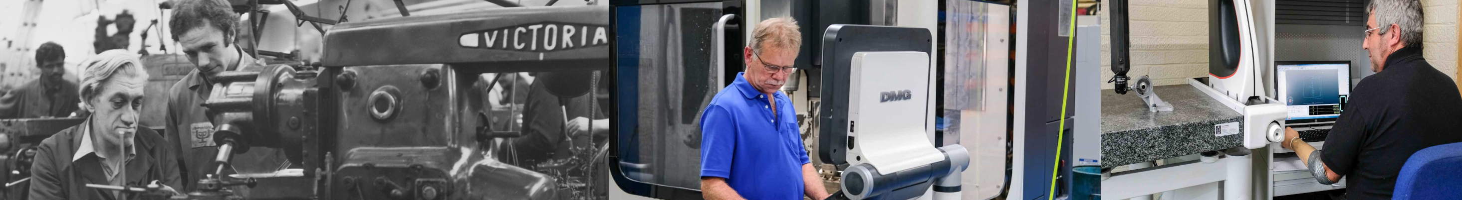 banner showing images past and present of the factory environment