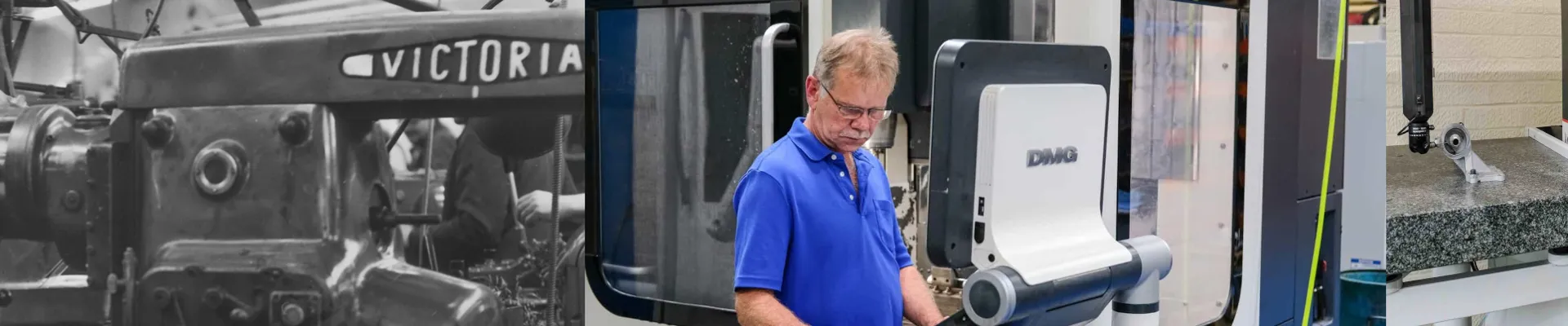 banner showing images past and present of the factory environment