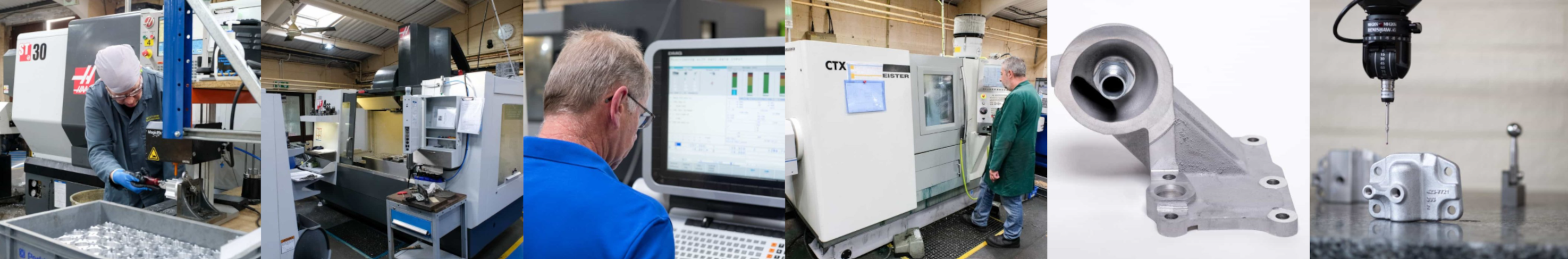 A range of images of the factory and people working there