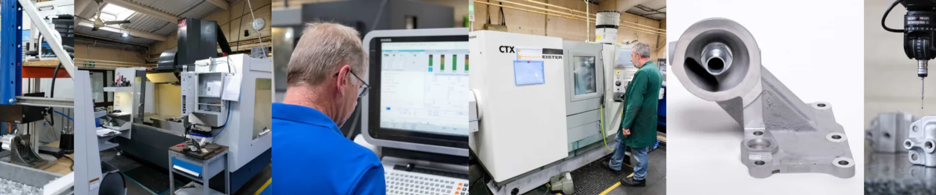 A range of images of the factory and people working there